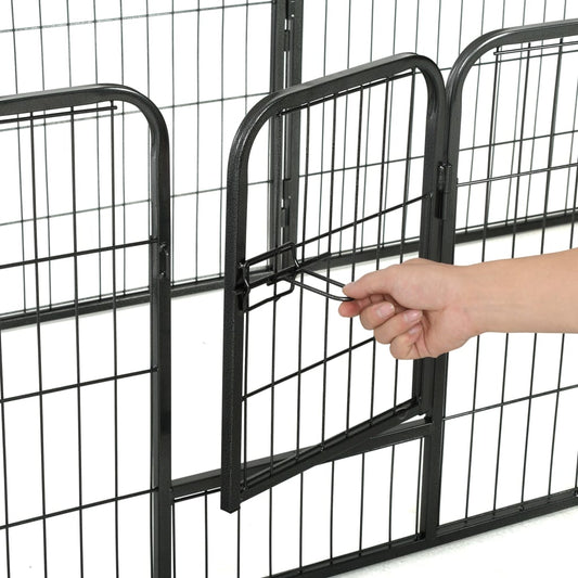 vidaXL Dog Playpen 8 Panels Steel 31.5"x23.6" Black-0