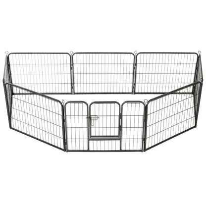 vidaXL Dog Playpen 8 Panels Steel 31.5"x23.6" Black-1