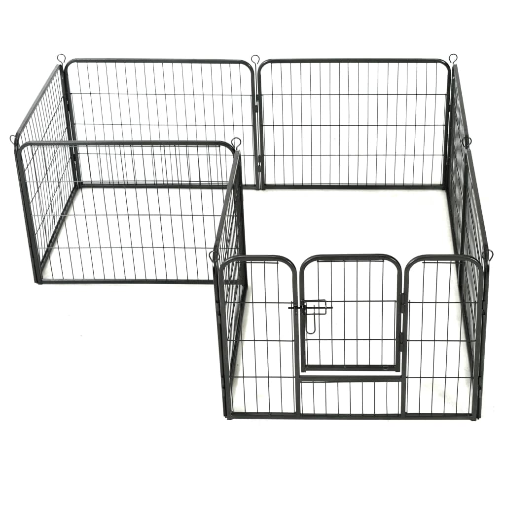 vidaXL Dog Playpen 8 Panels Steel 31.5"x23.6" Black-2