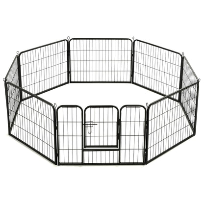 vidaXL Dog Playpen 8 Panels Steel 31.5"x23.6" Black-3