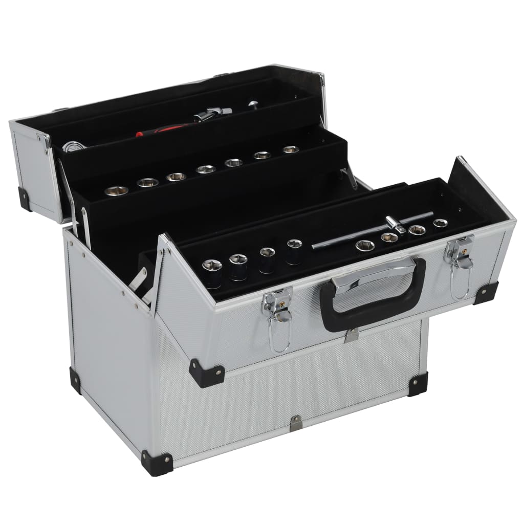 vidaXL Tool Case 15"x8.9"x13.4" Silver Aluminum-0