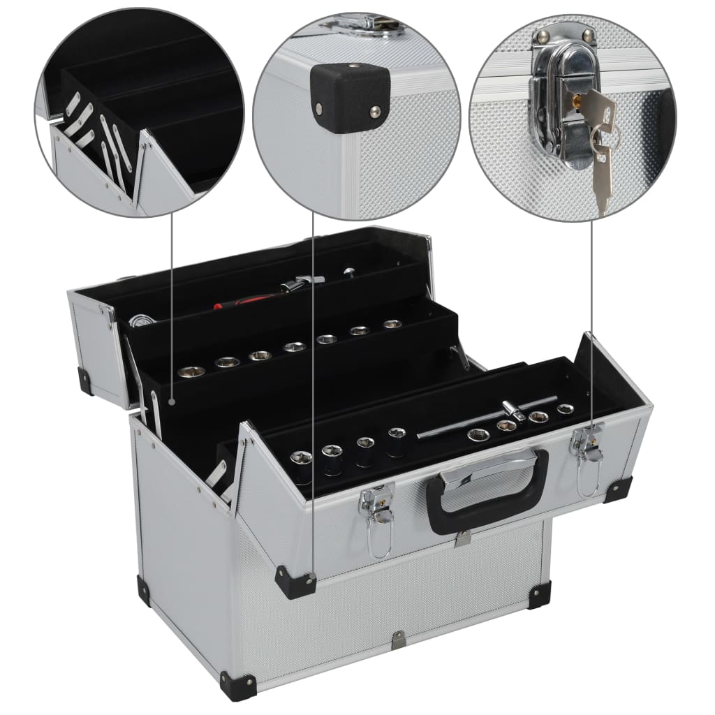 vidaXL Tool Case 15"x8.9"x13.4" Silver Aluminum-1