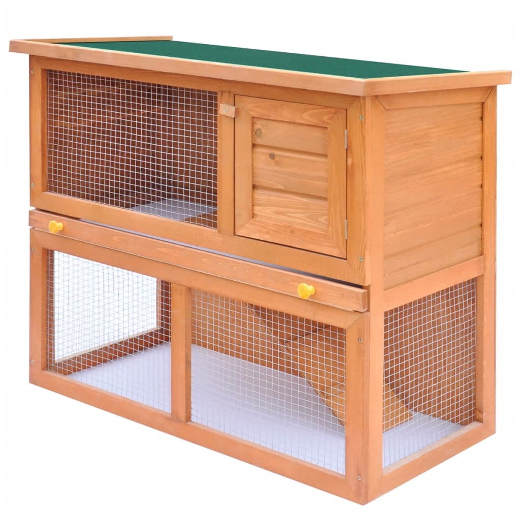 vidaXL Rabbit Hutch Bunny Cage House with Pull Out Tray Ramp Solid Pine Wood-3