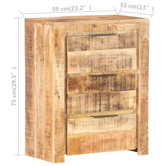vidaXL Sideboard 23.2"x13"x29.5" Rough Mango Wood-0