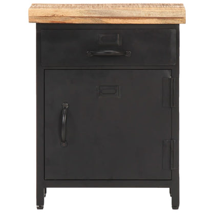 vidaXL Bedside Cabinet 15.7"x11.8"x20.5" Rough Mango Wood-4