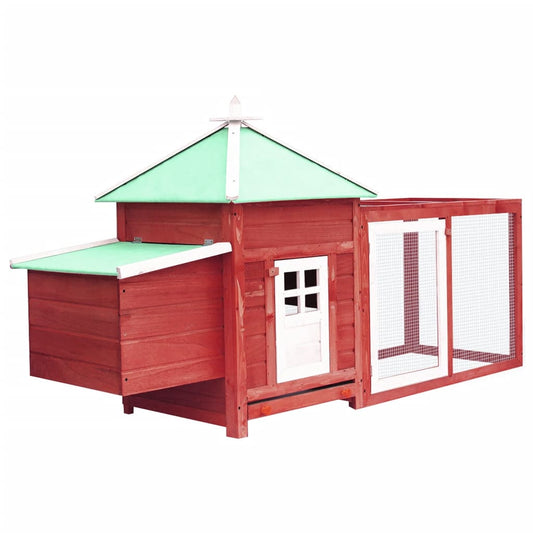vidaXL Chicken Coop and Run Hen House with Nesting Box Chicken Pen Solid Wood-0