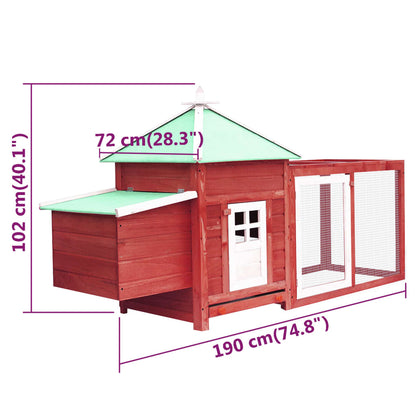 vidaXL Chicken Coop and Run Hen House with Nesting Box Chicken Pen Solid Wood-3