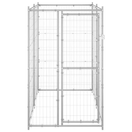 vidaXL Outdoor Dog Kennel Galvanized Steel 43.3"x86.6"x70.9"-0