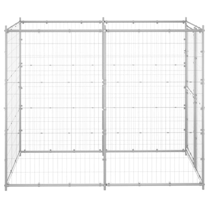 vidaXL Outdoor Dog Kennel Galvanized Steel 43.3"x86.6"x70.9"-1
