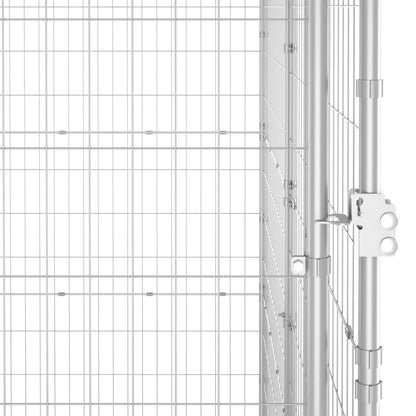 vidaXL Outdoor Dog Kennel Galvanized Steel 43.3"x86.6"x70.9"-3