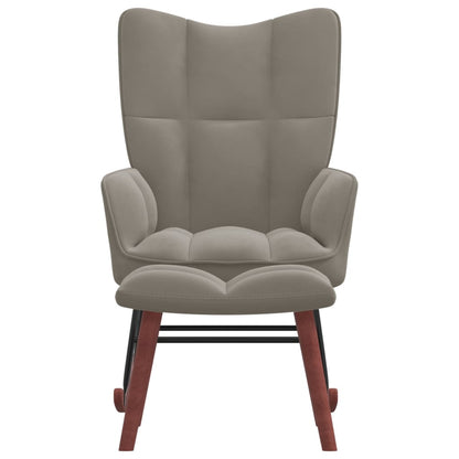 vidaXL Rocking Chair with Ottoman Light Gray Velvet-0