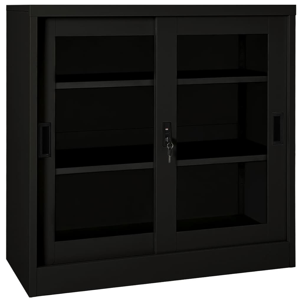 vidaXL Sliding Door Cabinet Anthracite 35.4"x15.7"x35.4" Steel-5