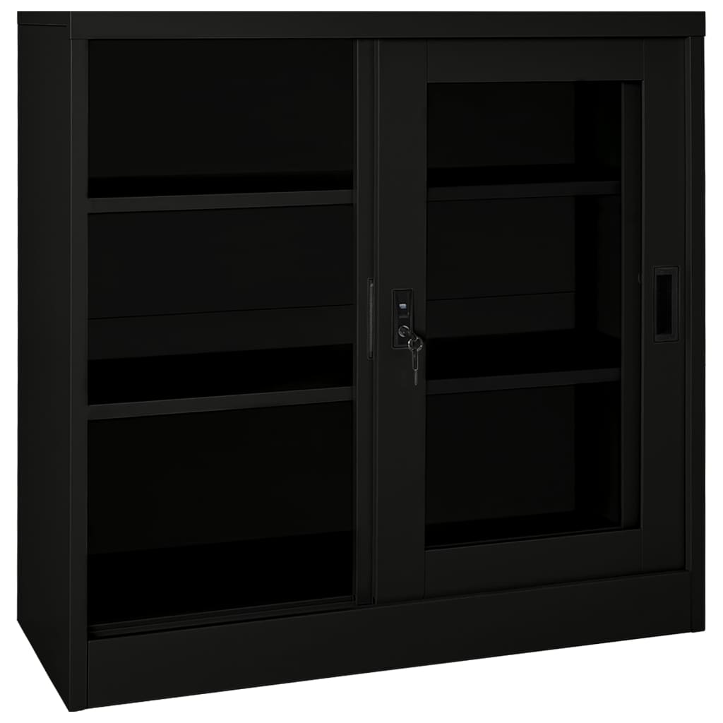 vidaXL Sliding Door Cabinet Anthracite 35.4"x15.7"x35.4" Steel-4