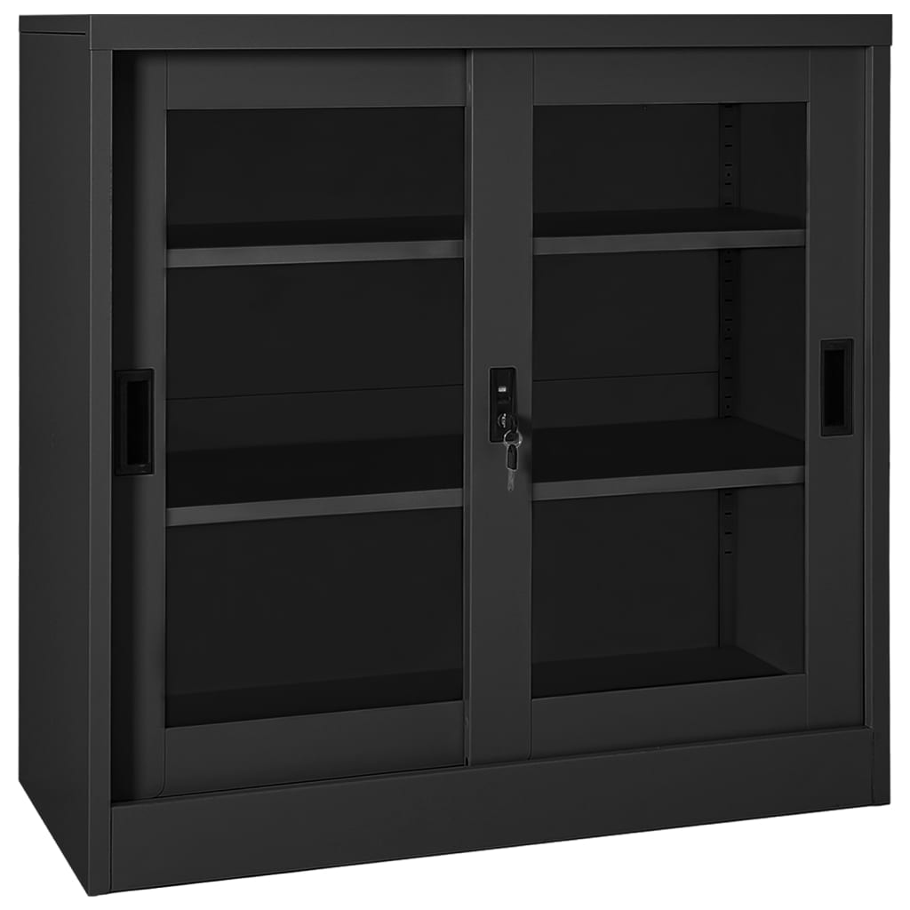 vidaXL Sliding Door Cabinet Anthracite 35.4"x15.7"x35.4" Steel-1