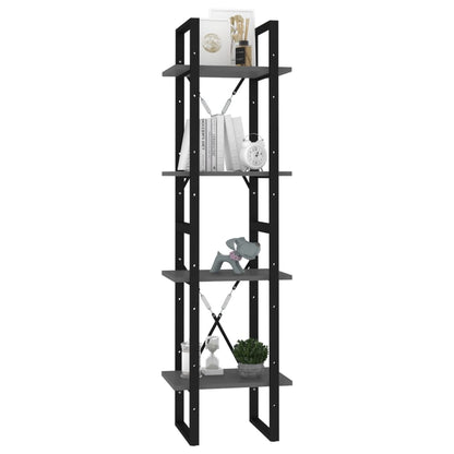 vidaXL 4-Tier Book Cabinet Gray 15.7"x11.8"x55.1" Engineered Wood-2