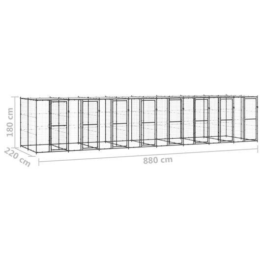 vidaXL Outdoor Dog Kennel Steel with Roof 208.4 ft²-0