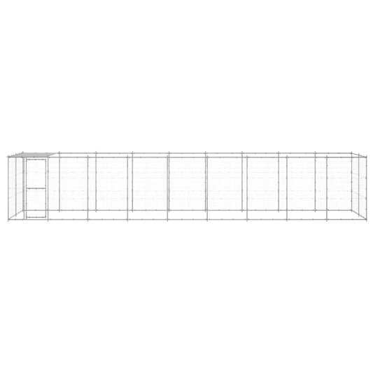 vidaXL Outdoor Dog Kennel Galvanized Steel with Roof 234.4 ft²-0