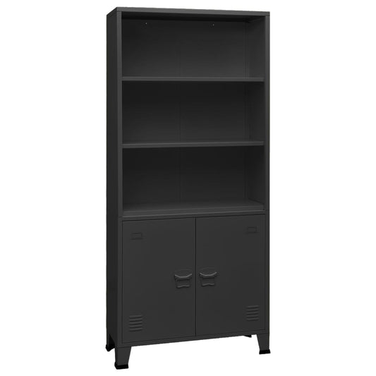 vidaXL Bookshelf Bookcase with 3 Shelves Decor Cabinet with Display Steel-0