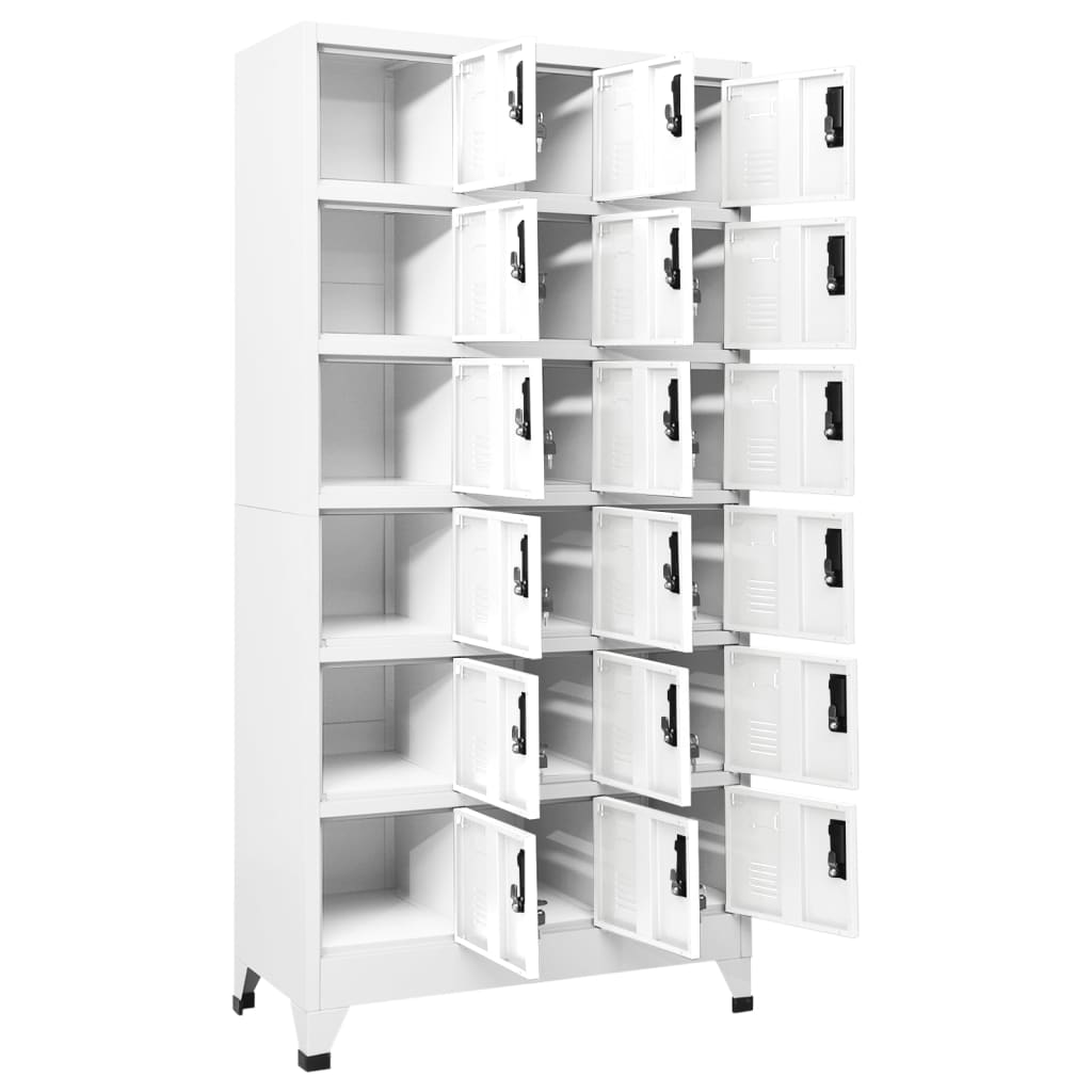 vidaXL Locker Cabinet White 35.4"x15.7"x70.9" Steel-1