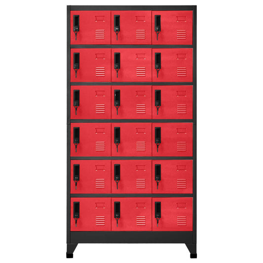 vidaXL Locker Cabinet Anthracite and Red 35.4"x15.7"x70.9" Steel-0