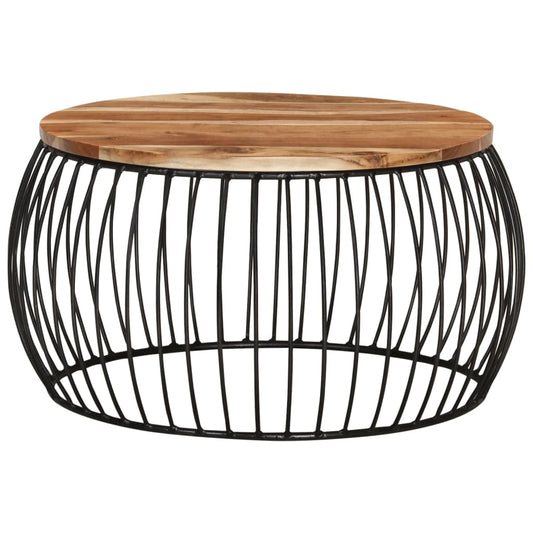 vidaXL Coffee Table Ø26.8" Solid Acacia Wood-0