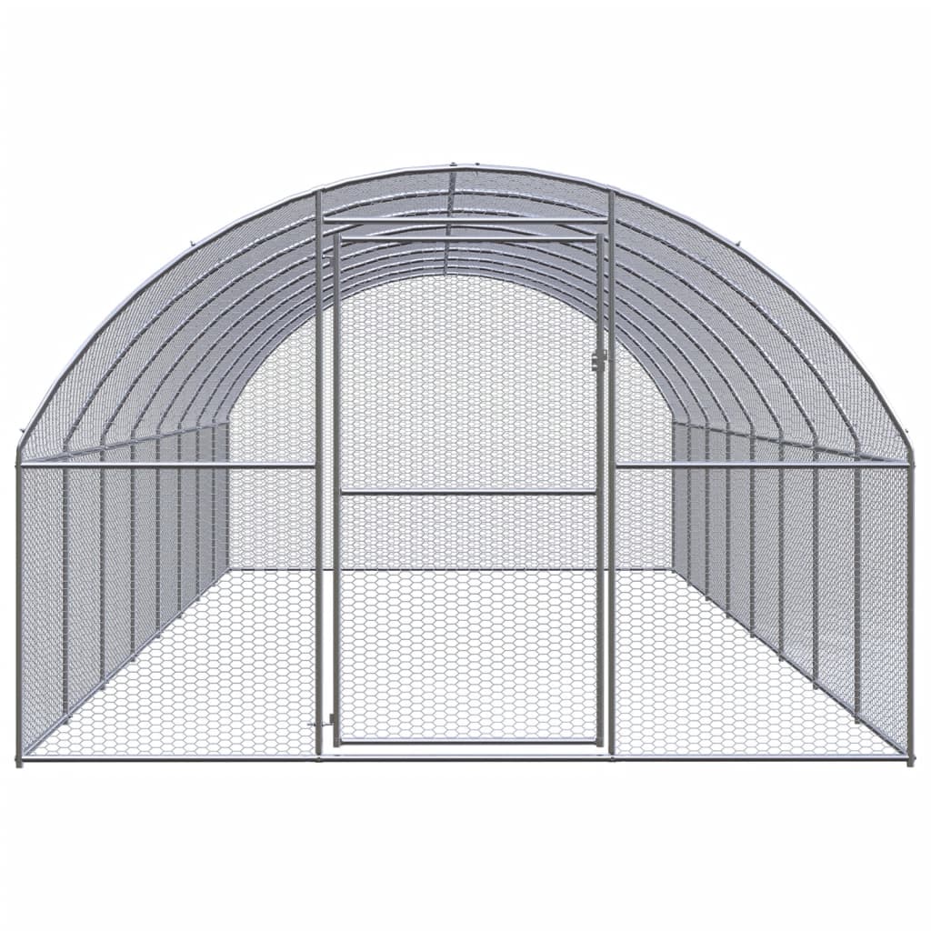 vidaXL Outdoor Chicken Coop 9.8'x26.2'x6.6' Galvanized Steel-0