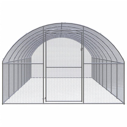 vidaXL Outdoor Chicken Coop 9.8'x26.2'x6.6' Galvanized Steel-0