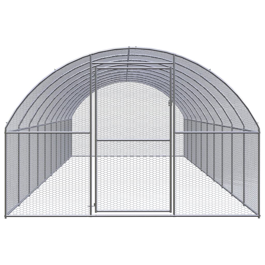 vidaXL Outdoor Chicken Coop 9.8'x32.8'x6.6' Galvanized Steel-0