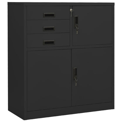 vidaXL Office Cabinet with Planter Box Anthracite 35.4"x15.7"x49.2" Steel-3