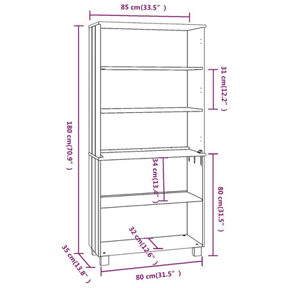 vidaXL Drawer Cabinet Bookshelf with Storage Shelves HAMAR Solid Wood Pine-4