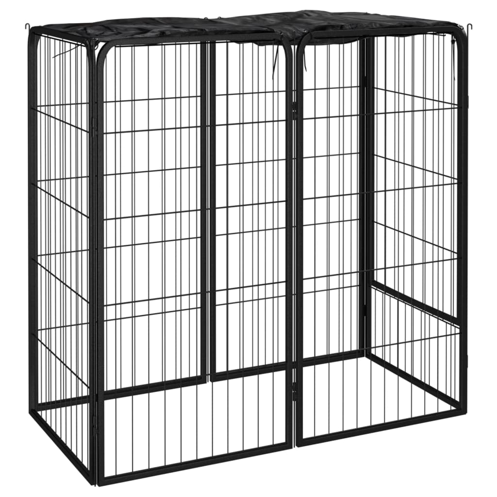 vidaXL Dog Playpen Kennel Dog Cage Puppy Pet Exercise Wire Fence Steel Black-2