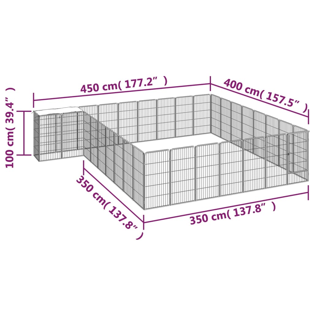 vidaXL Dog Playpen Kennel Dog Cage Puppy Pet Exercise Wire Fence Steel Black-4