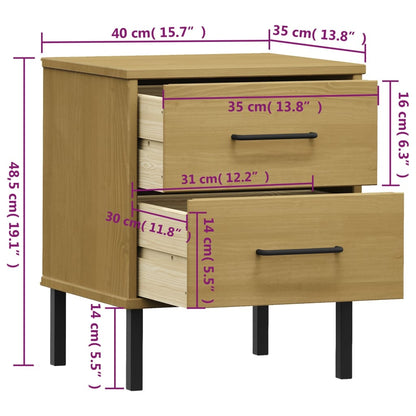 vidaXL Nightstand Storage Bedside Table with 2 Drawers Solid Pine Wood OSLO-4