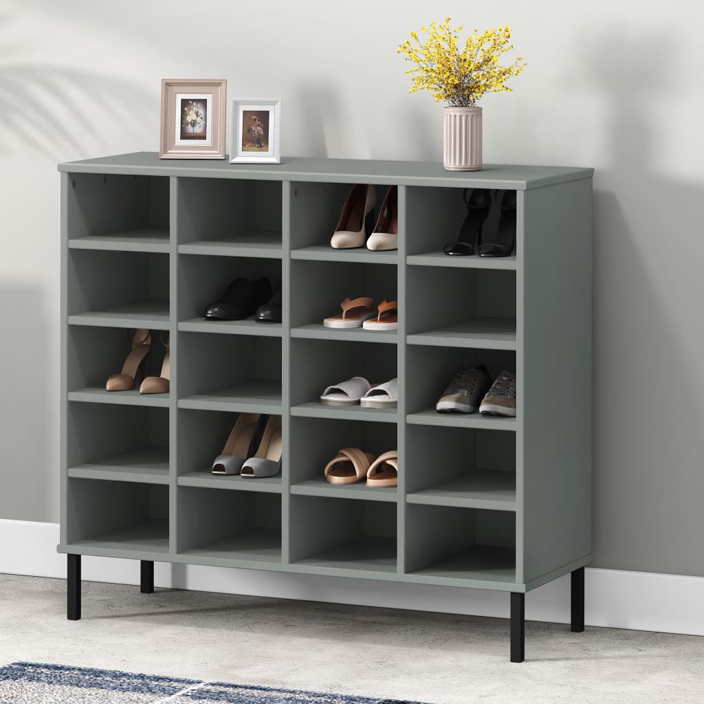 vidaXL Shoe Cabinet Shoe Cubby with 20 Compartments Shoe Rack Solid Wood Pine-5