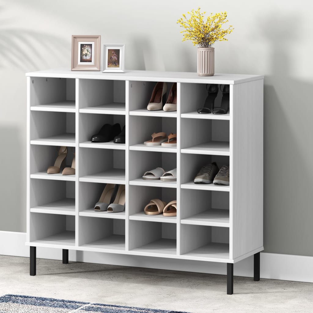 vidaXL Shoe Cabinet Shoe Cubby with 20 Compartments Shoe Rack Solid Wood Pine-6