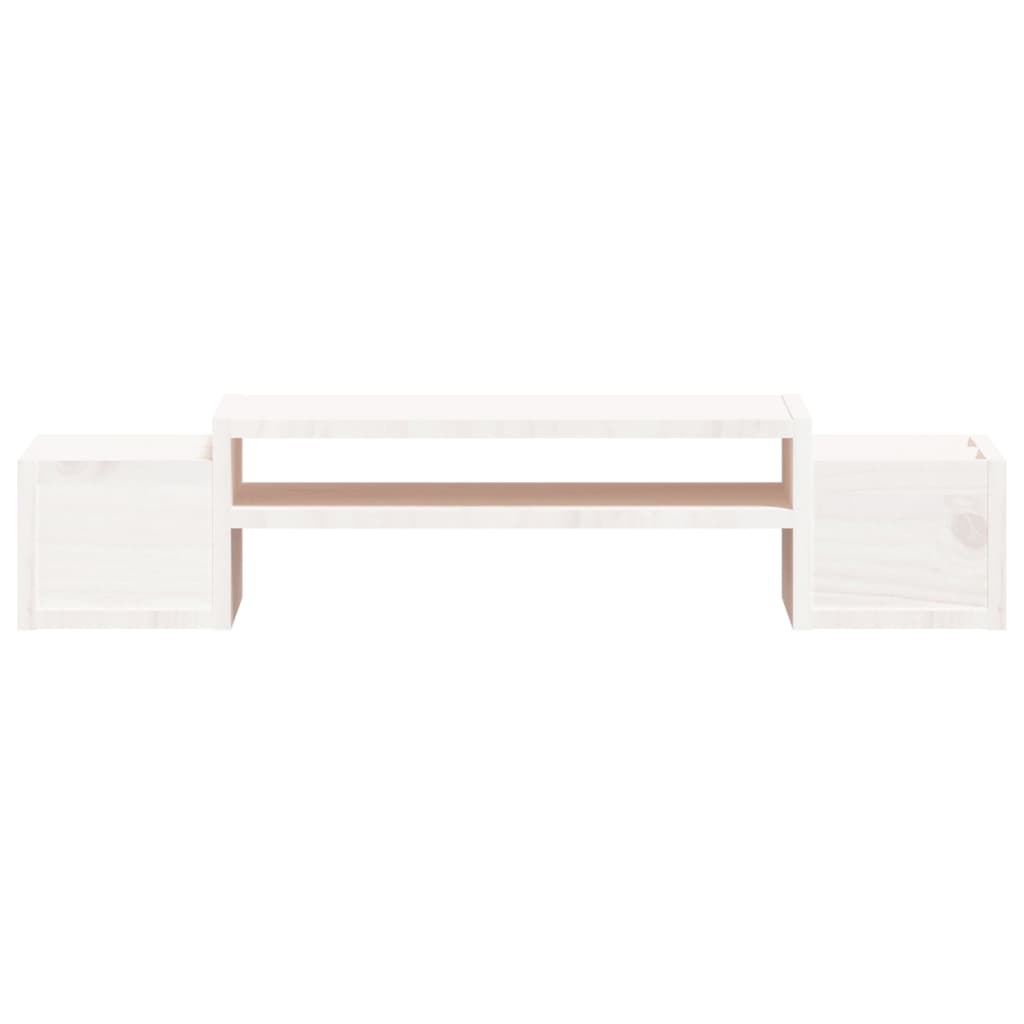 NNEVL Monitor Stand White 70x27.5x15 cm Solid Wood Pine-4