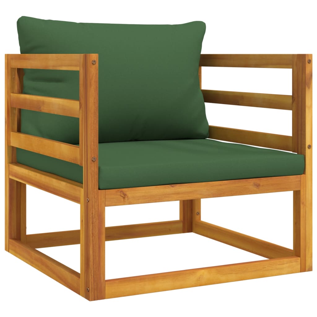 vidaXL 5 Piece Patio Lounge Set with Green Cushions Solid Wood-3