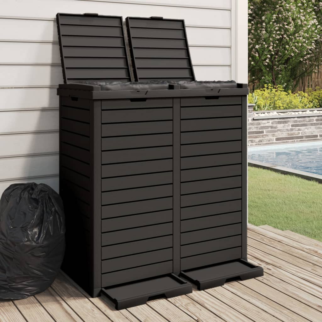 vidaXL Trash Can Garbage Can Trash Bin for Backyard Outdoor Polypropylene-4