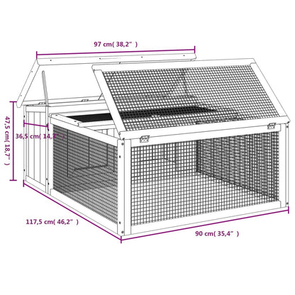 vidaXL Rabbit Hutch Brown 46.3"x38.2"x18.7" Solid Wood Pine-3
