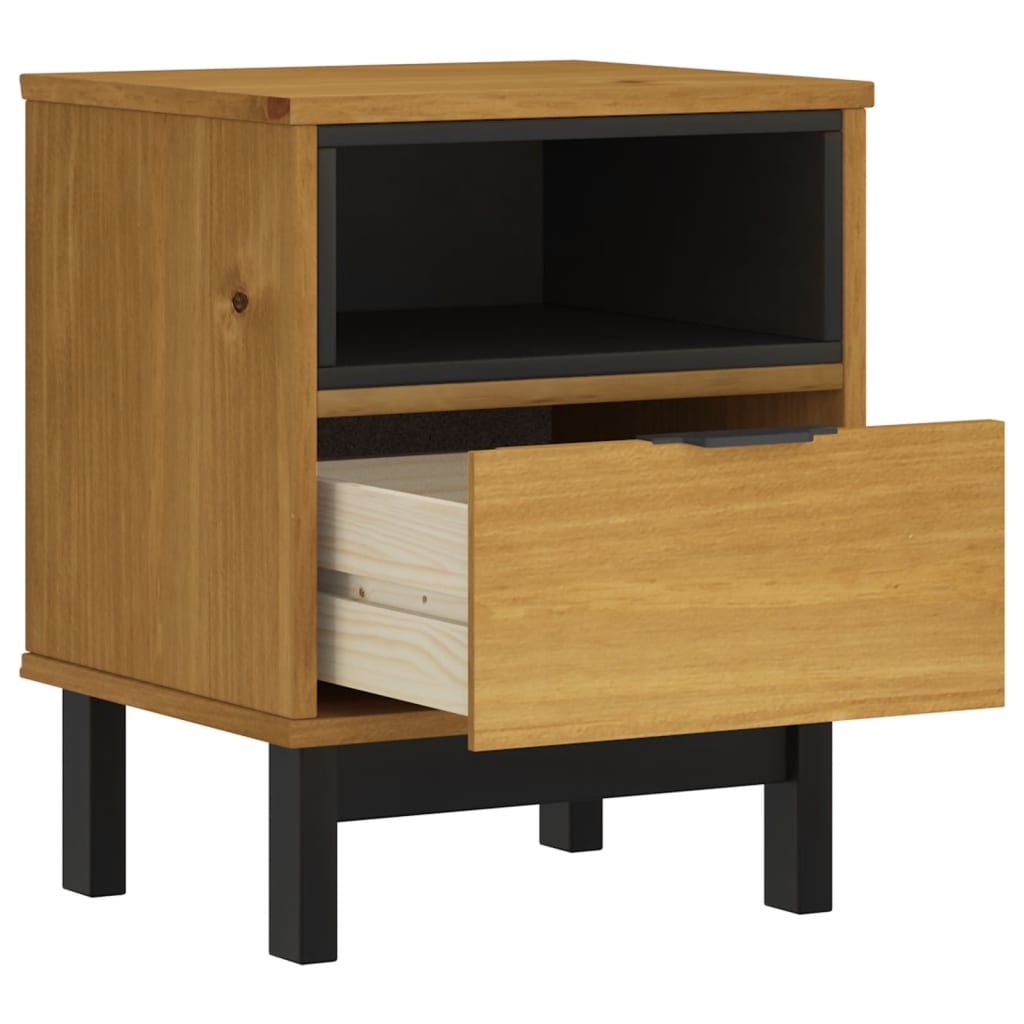 vidaXL Bedside Cabinet FLAM 15.7"x13.8"x19.7" Solid Wood Pine-2