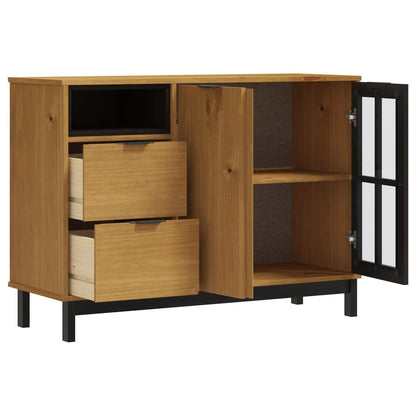 vidaXL Sideboard with Glass Door FLAM 43.3"x15.7"x31.5" Solid Wood Pine-2