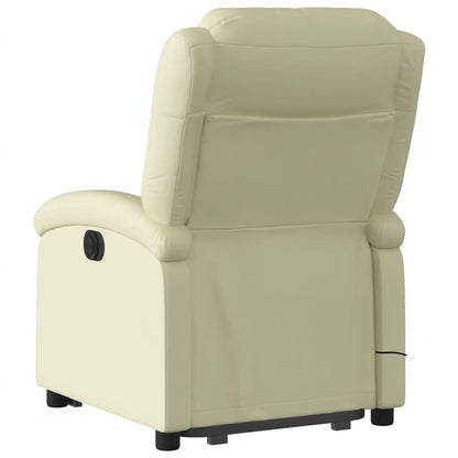 vidaXL Stand up Massage Recliner Chair Cream Real Leather-2