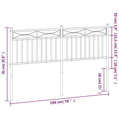 vidaXL Metal Headboard Bed Header with Back Support for Bedroom Furniture-3