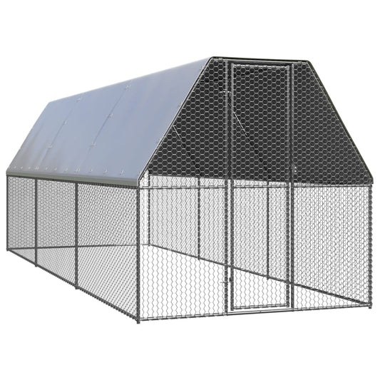 vidaXL Chicken Cage 6.6'x19.7'x6.6' Galvanized Steel-0