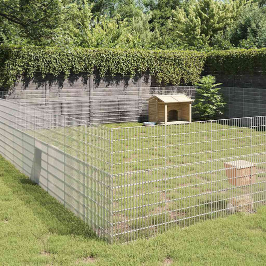 vidaXL Free Range Animal Enclosure 48-Panel 21.3"x39.4" Galvanized Iron-0