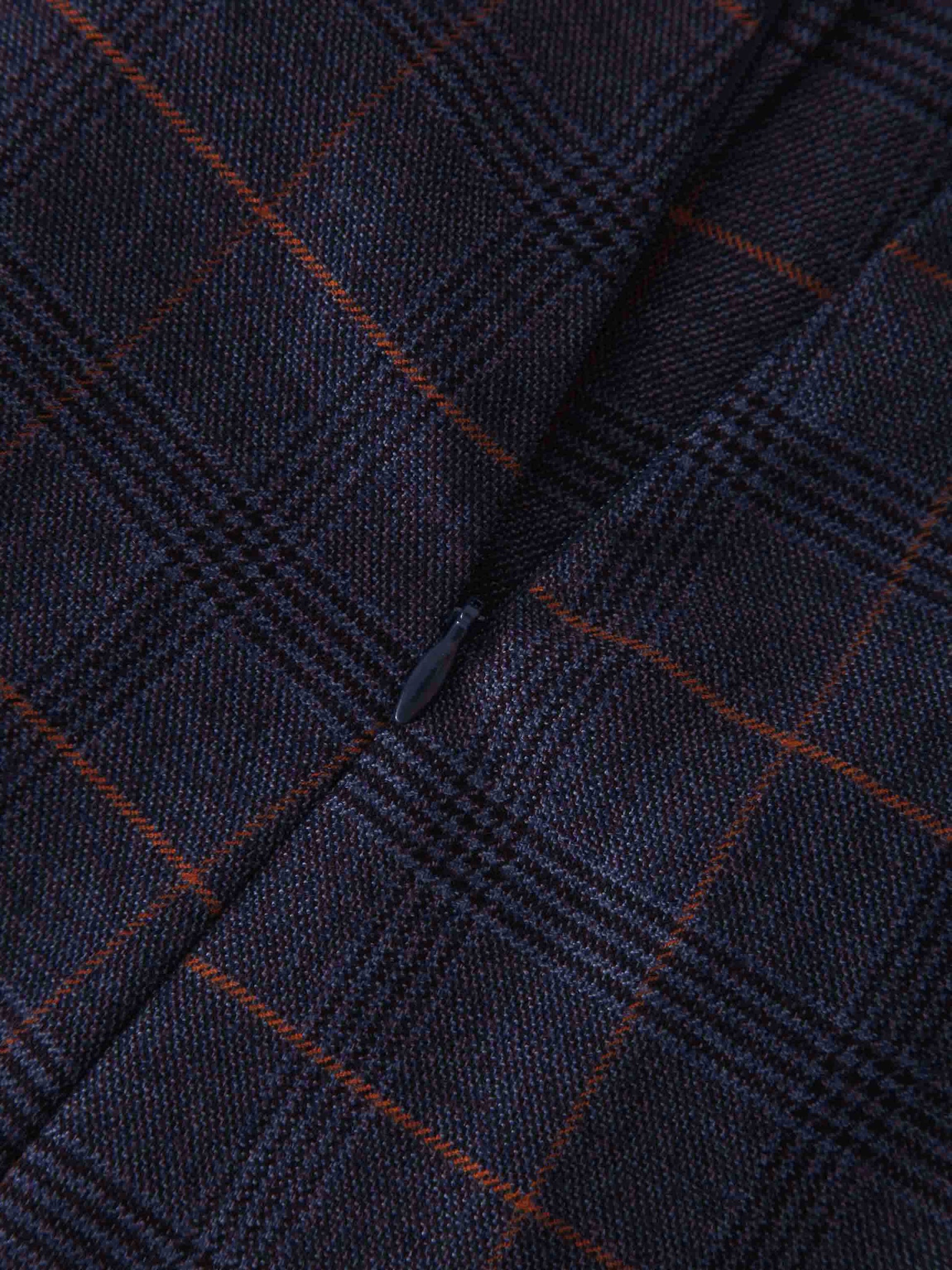 Pin Closure Wrap Skirt-Blue Plaid-4
