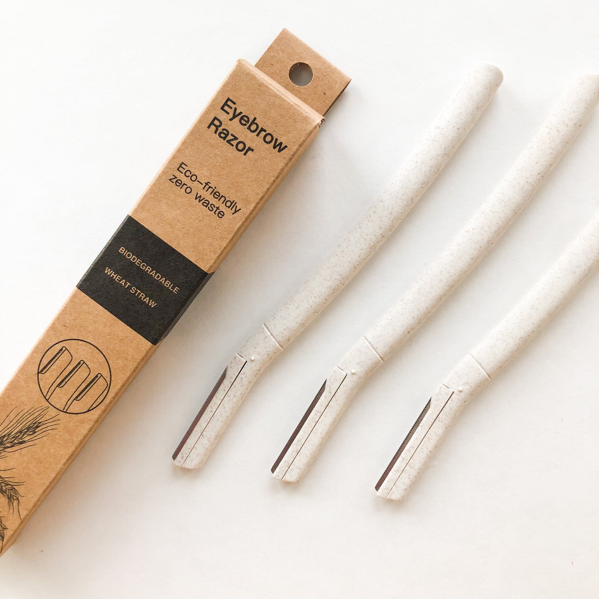 Biodegradable Wheat Straw Eyebrow Razor Trimmer - Eco Friendly Sustainable Facial Dermaplaning Razor - Set of 3-0