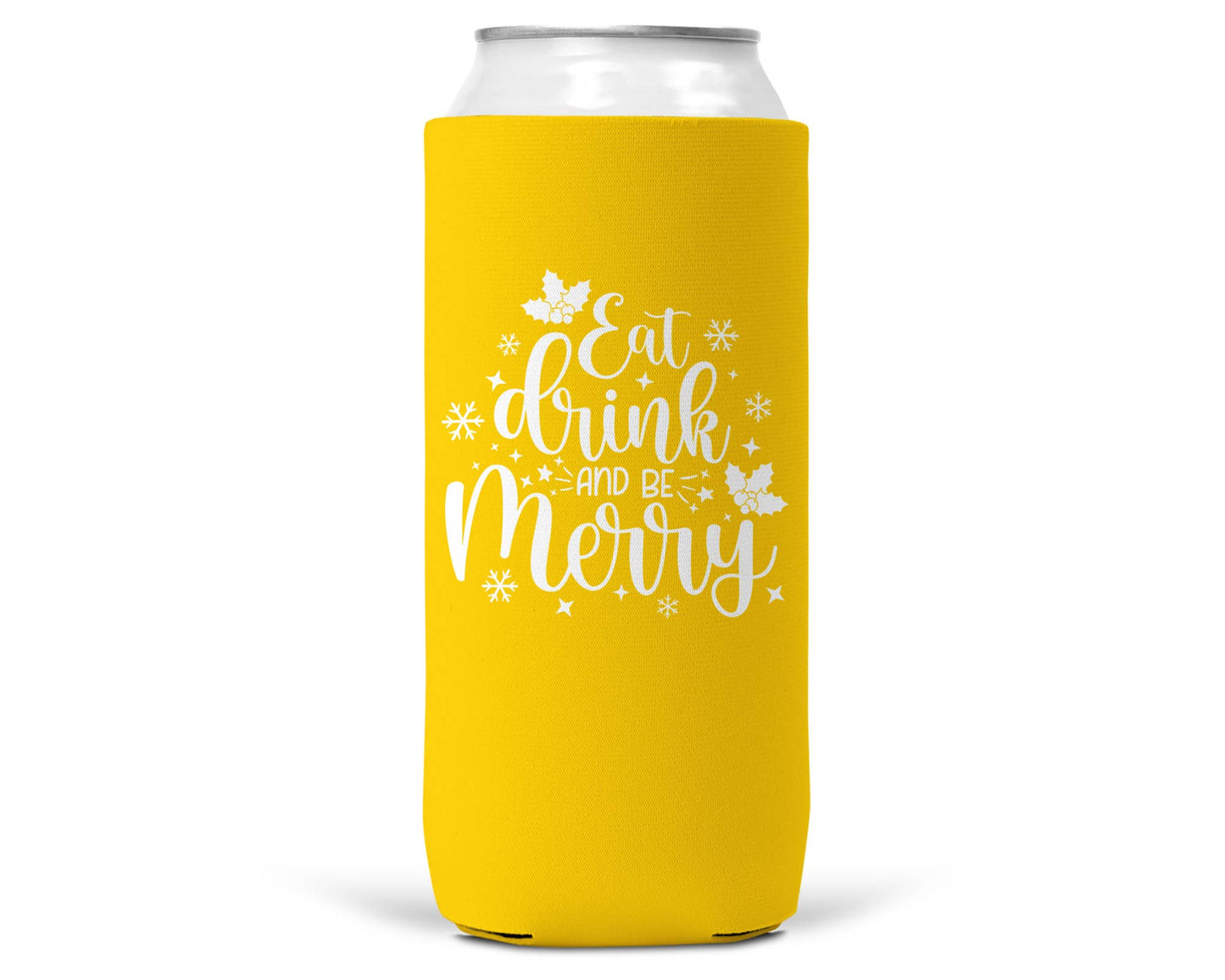 Eat Drink Be Merry Christmas SLIM CAN Coozie 12oz Slim Can-8