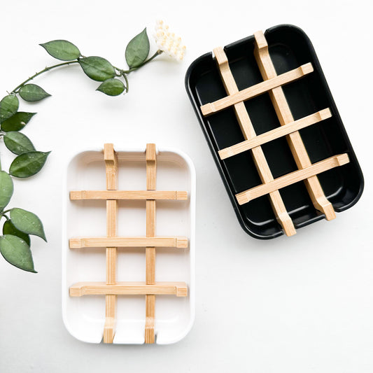 Biodegradable Bamboo & Cornstarch Soap Dish - Plastic Free Zero Waste Eco friendly Soap Tray-0