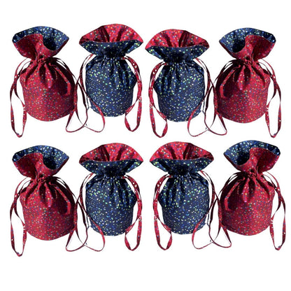 Medium Reusable Fabric Gift Bag | Blue & Red Confetti-4